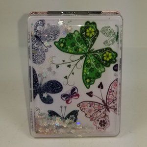 Butterfly Snow glove affect floating glitter and stars mirror compact.